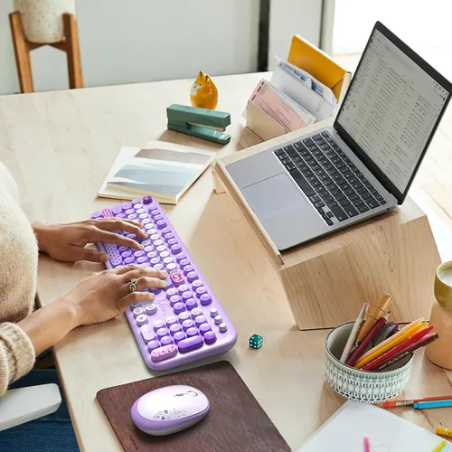 Miniatura 3 de Teclado y mouse inalámbricos, máquina de escribir, teclado de tamaño completo con teclado numérico y mouse conectado USB 2 en 1 para Windows 7/8/10