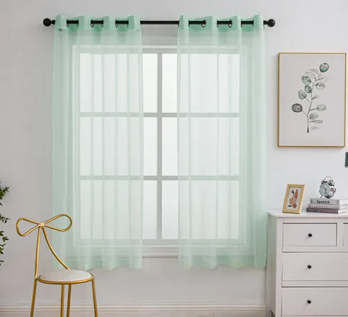 Miniatura 74 de PI - Cortinas traslúcidas con paneles pequeños, cortina transparente para ventana de cocina, mirador, 2 paneles