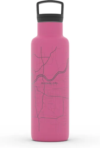 Miniatura 106 de Well Told Botella de agua aislada con mapa de Washington DC grabado, botella de acero inoxidable grabada (21 onzas, blanco) botella aislada de mapa