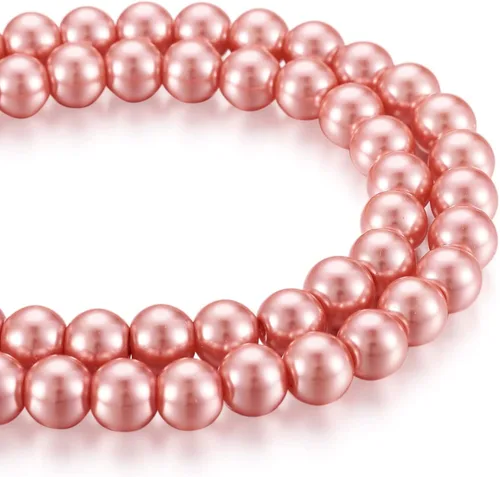 Miniatura 25 de KISSITTY 105 unids/hebra Burly Wood Satin Luster Glass Round Pearl Spacer Bead Loose Beads 0.315 in para bricolaje joyería artesanía 31.4