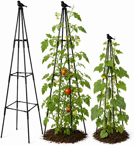 Miniatura 8 de FOLLOOK Enrejado de jardín para plantas trepadoras al aire libre, 67 pulgadas de alto, enrejado de pepino y tomate, soporte para plantas trepadoras