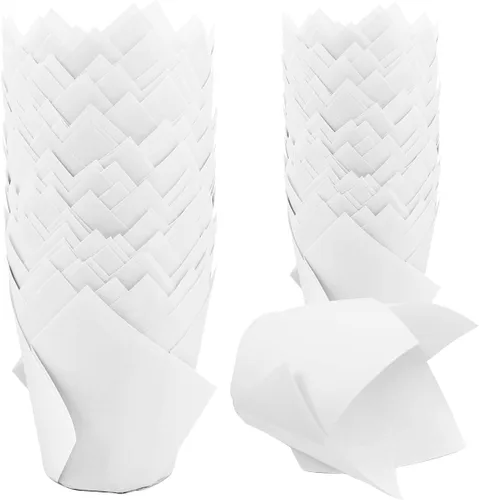 Miniatura 16 de 150 piezas de forros para magdalenas y cupcakes con tulipán, tazas de papel para hornear, envoltorios para cupcakes a prueba de grasa para Negro
