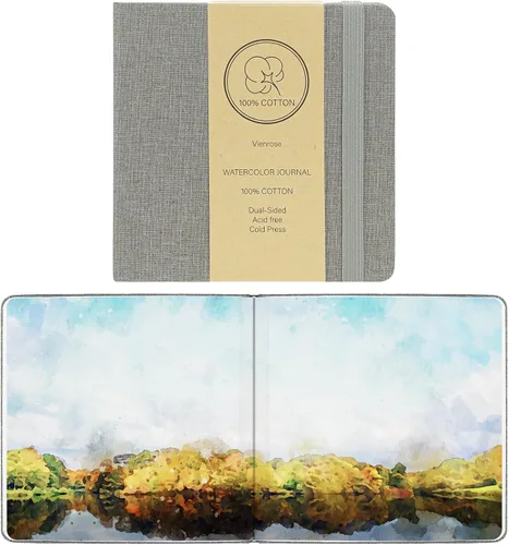 Vienrose Paquete de 2 cuadernos de bocetos de acuarela, diario de acuarela de 5.5 x 5.5 pulgadas con 24 hojas de 140 libras (300 GSM) 100% papel de