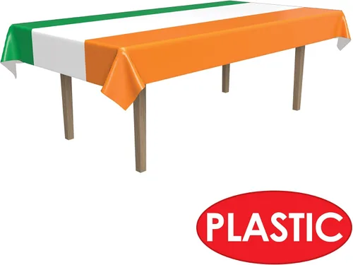 Miniatura 3 de Beistle Mantel irlandés, 54 x 108 pulgadas, 2 piezas, mantel de plástico, mantel rectangular, a rayas, día de San Patricio, decoraciones del día