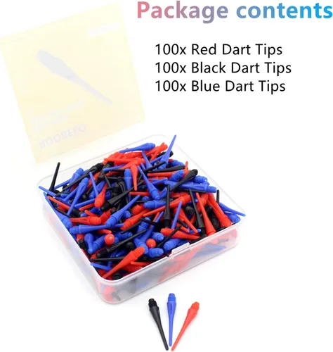 Miniatura 5 de Puntos de dardos de punta de plástico con rosca 2BA, paquete de 300 puntas de dardos suaves, accesorios de repuesto para dardos negro y rojo y azul