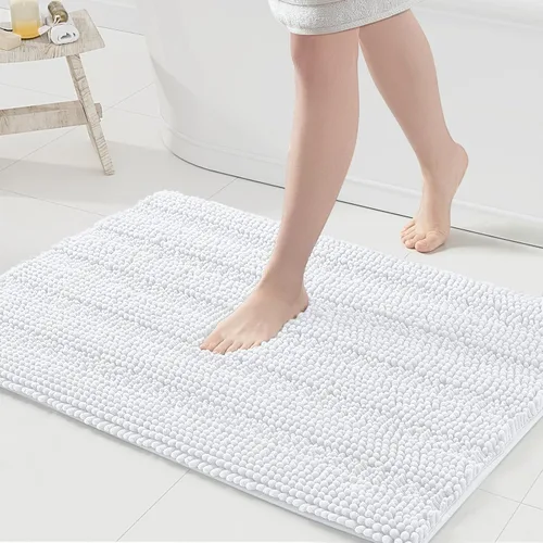 Miniatura 42 de Grandaily Alfombras de baño de felpilla a rayas de 24 x 16 pulgadas, extra gruesas y suaves, absorbentes, parte trasera de goma, alfombra de ducha