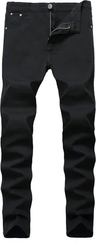 Qazel Vorrlon - Jeans para hombre, corte ajustado color azul, lavados y elásticos