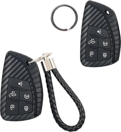 Compatible con Funda para Llavero de Chevy & Funda para Llavero de GMC, Carcasa para Llavero de Fibra de Carbono con Llavero y Anillo para Llaves