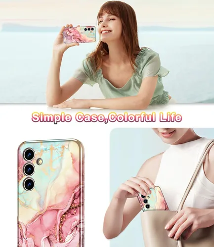 Miniatura 7 de Btscase para Samsung Galaxy S25, [Probado contra caídas de grado militar] Funda protectora de diseño de patrón de mármol, resistente, delgada