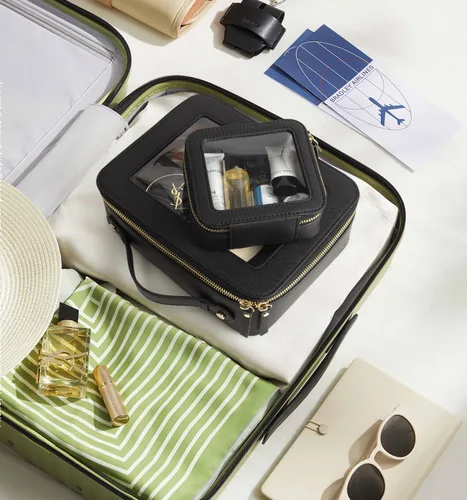 Miniatura 5 de LETGO Bolsas de maquillaje transparentes - Bolsas de aseo aprobadas por la TSA con cremallera, bolsa de aseo transparente, Transparente Large-Negro