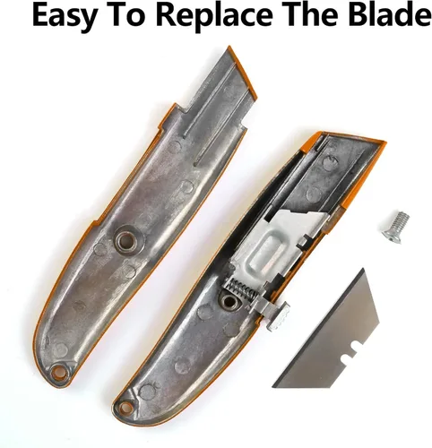 Miniatura 6 de DIYSELF Paquete de 2 cuchillos utilitarios, cortador retráctil, resistente (naranja)