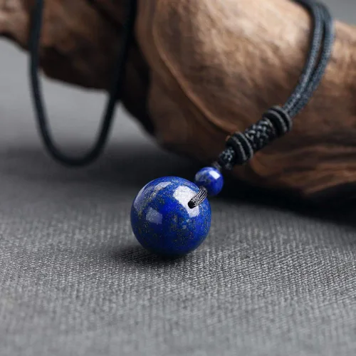 Miniatura 21 de iSTONE Collar unisex con dije de cuentas redondas auténticas, cadena de cuerda negra de 24 pulgadas para hombres y mujeres