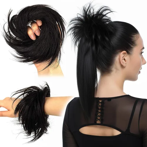 Miniatura 42 de HAIR COUTURE Avanti Moño desordenado - Pieza de extensión sintética instantánea, con pelo rizado ondulado postizo para mujeres