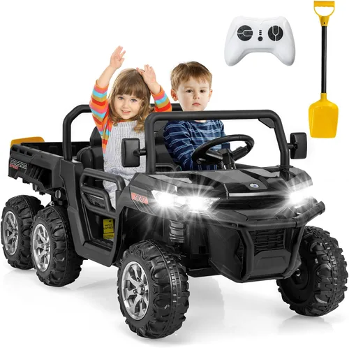 Miniatura 12 de OLAKIDS Carro Montable de 2 Asientos, Vehículo Eléctrico UTV Todoterreno de 12V con Control Remoto, Cama Volquete, Pala Extra, Música, USB, AUX, Rosa