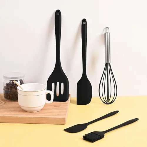 Miniatura 4 de Juego de 5 espátulas de silicona, juego de espátulas para batir resistentes al calor, utensilios de cocina con cepillo de pastelería y batidor, mini