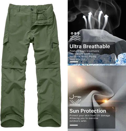 Miniatura 5 de Pantalones de senderismo para hombre, de secado rápido, ligeros, convertibles, con cremallera, para trabajo