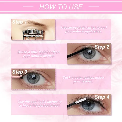 Miniatura 6 de FADLASH Racimos de pestañas Wispy 280 piezas, racimos de pestañas individuales de aspecto natural, rizado D 40D, racimos de pestañas suaves