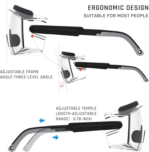 Miniatura 7 de Gafas de seguridad antivaho Gafas de seguridad sobre gafas protectoras con lentes antiarañazos ajustables Negro