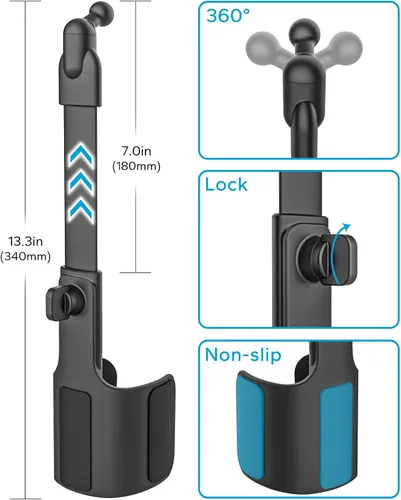 Miniatura 6 de GDZN Soporte para tablet para portavasos de automóvil – [apto para botellas] Soporte para tableta de coche/camión, soporte para tableta, expansor