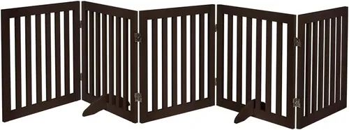 Miniatura 44 de unipaws Puerta para mascotas de pie libre de 24 pulgadas de alto para perros y gatos, puertas de madera para puerta, escaleras, valla plegable