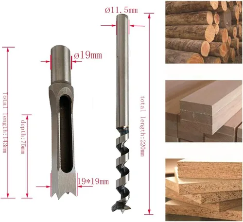 Miniatura 2 de Cincel de mortajería para carpintería de 3/4 pulgadas con agujero cuadrado para herramientas eléctricas, broca de madera afilada y duradera