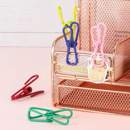 Miniatura 7 de 50 unids 2.2 pulgadas coloreados alfileres impermeables de metal Chip Clips Clip de acero para bolsa de alimentos, bolsa de papas fritas, papel