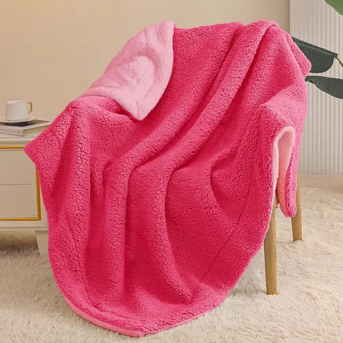 Miniatura 25 de Exclusivo Mezcla Manta Sherpa Reversible de Tamaño Individual, Mantas de Forro Polar Gruesas y Cálidas para Invierno, Felpa Suave y Esponjosa