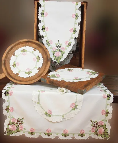 Miniatura 2 de Xia Home Fashions Camino de mesa de primavera con bordado de rosas de verano, 12 x 28 pulgadas