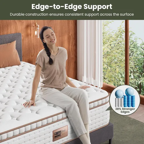 Miniatura 4 de BedStory Colchón extra firme tamaño Queen – Colchón híbrido de 14 pulgadas para aliviar el dolor de espalda – Soporte lumbar ideal, aislamiento