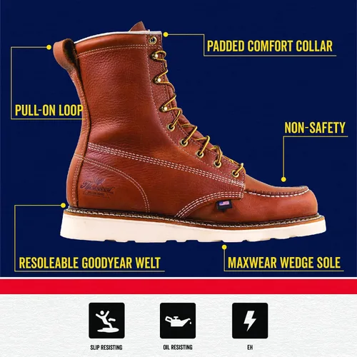 Miniatura 4 de Thorogood - Botas de trabajo con suela MAXwear y protección Moc Toe en la punta Aceite de tabaco curtido.