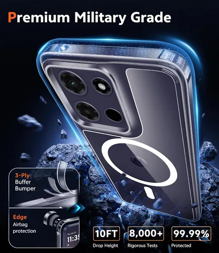 Miniatura 909 de FNTCASE Funda para iPhone 13 Pro-Max: Fundas magnéticas transparentes compatibles con Magsafe Slim anti amarillamiento protección contra caídas