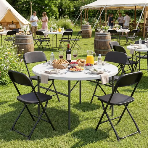 Miniatura 4 de Magshion Sillas plegables de plástico, paquete de 4 sillas de comedor plegables para bodas, fiestas, eventos, exteriores, interiores, silla ligera
