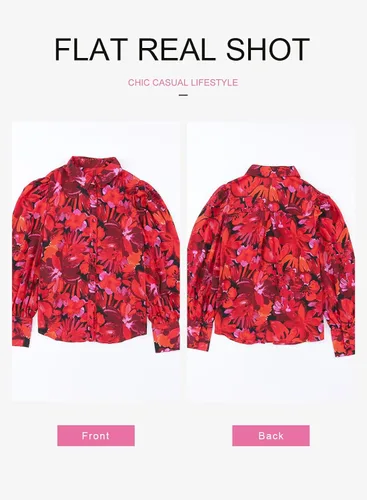 Miniatura 8 de EVALESS Blusas con botones para mujer, blusas de manga larga con estampado de moda 2023