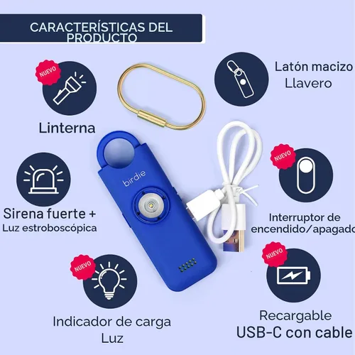 Miniatura 3 de She's Birdie Nueva versión 3.0 – La alarma de seguridad personal original para mujeres por mujeres, sirena fuerte, luz de flash y batería recargable