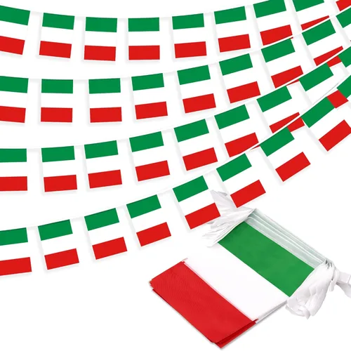 Bandera de cuerda de Italia, pequeña mini bandera de escarapela italiana, decoración nacional del país para escuela, fiesta, eventos deportivos,