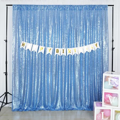 Miniatura 2 de Poise3EHome Cortina de Fondo de Lentejuelas Azul Bebé, Cortina de Fondo de Fotografía de Lentejuelas de 8 pies x 10 pies para Decoración de Fiestas