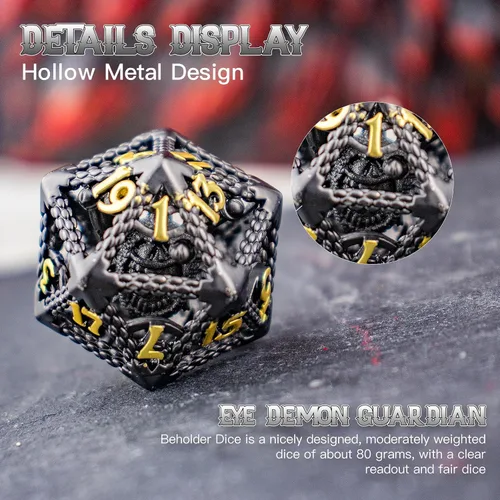 Miniatura 2 de Dados DND, HNCCESG Beholder'S Eye DND, juego de 7 piezas, dados de mazmorras y dragones para dados D&D, dados de metal monstruo ocular