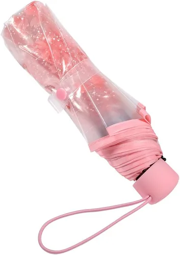 Miniatura 3 de TOPINCN Paraguas de flores de cerezo, paraguas plegable de burbujas de cúpula transparente, paraguas de princesa de moda, paraguas de viaje