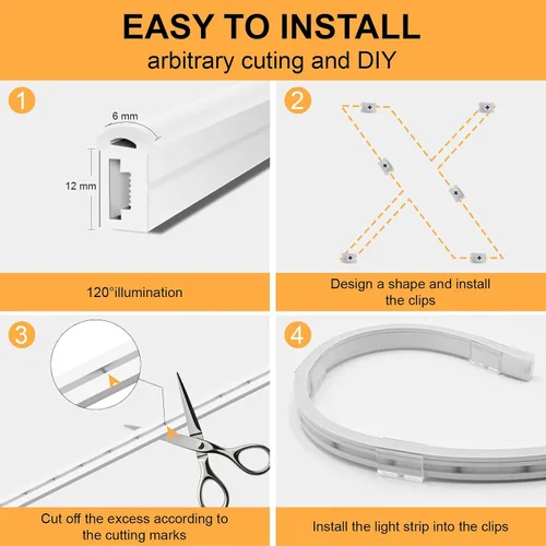 Miniatura 7 de Luces LED de neón en forma de cuerda, tira de luces de neón blancas cálidas de 16.4 pies/5m, tira LED impermeable flexible de 12V, luces de neón