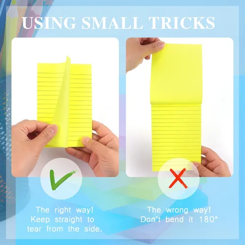 Miniatura 5 de Early Buy - Blocs de notas adhesivas con líneas 4x6, notas autoadhesivas de 6 colores brillantes, 6 blocs, 45 hojas/bloc