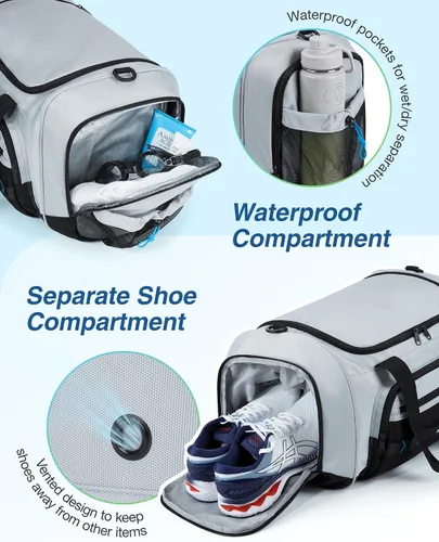 Miniatura 4 de BAGSMART Bolsa de gimnasio para hombres y mujeres, bolsa de viaje deportiva con compartimento para zapatos y bolsillo húmedo, bolsa de transporte