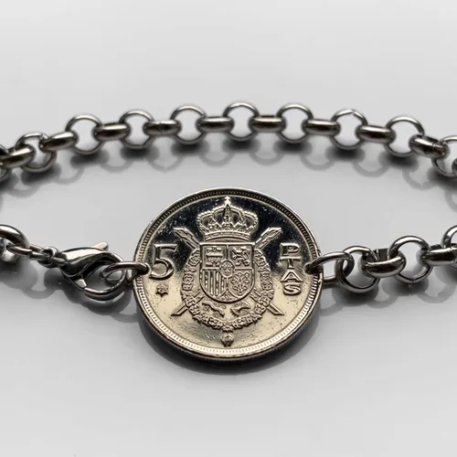 Miniatura 6 de 1975 España España 5 Peseta moneda escudo Español Juan Carlos I Madrid Barcelona Córdoba Valencia Málaga Sevilla Granada Toledo Bilbao Cádiz