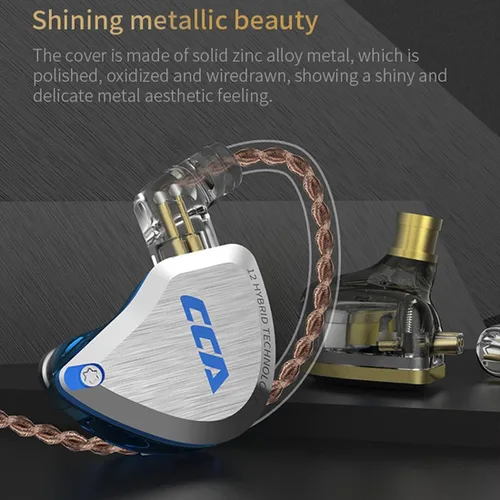 Miniatura 7 de CCA C12 - Monitores auditivos 5BA 1DD híbridos HiFi IEM auriculares con aislamiento de ruido estéreo con cable para músicos, audiófilos, cantantes DJ
