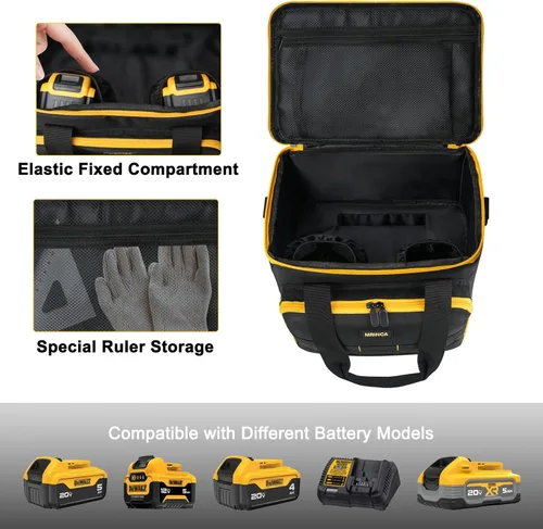 Miniatura 5 de Bolsa de herramientas compatible con sierra circular DEWALT 20V MAX DCS391B/DCS565B, Milwaukee M18 2630-20, estuche de almacenamiento de Amarillo
