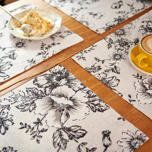 Miniatura 3 de JINCHAN Juego de 4 manteles individuales florales de lino de granja, manteles individuales rústicos de temporada para cocina, comedor, decoración