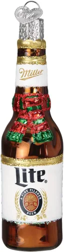 Miniatura 4 de Old World Christmas Botella de luna azul soplado adorno para árbol de Navidad, decoración navideña hecha a mano, colección de cerveza