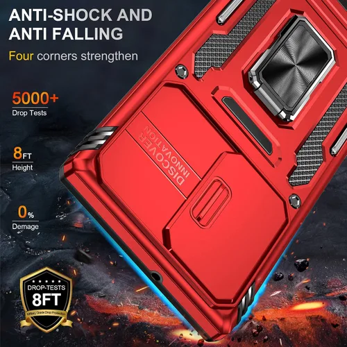 Miniatura 2 de Funda para Galaxy S22 Ultra, funda protectora para cámara deslizante con anillo giratorio y soporte a prueba de golpes para Samsung Galaxy S22