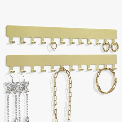 Miniatura 9 de Bussdis Organizador de Collares - Organizador de Joyería Colgante, Autoadhesivo, Montaje en Pared, Paquete de 2, Negro