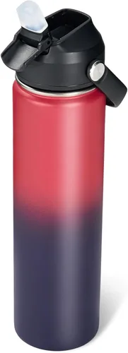 Miniatura 43 de Fijinhom Botella de agua aislada de acero inoxidable de 18 oz, de boca ancha, de doble pared, con vacío, con pajita de silicona, a prueba de sudor