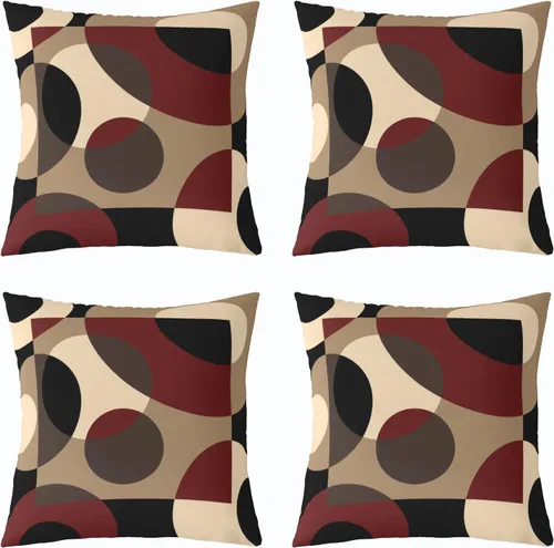 Miniatura 13 de Erosebridal Paquete de 4 fundas de almohada con diseño de círculos circulares y retro, color verde azulado degradado, fundas de cojín redondas Multi